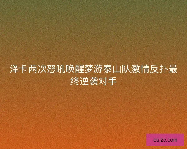 泽卡两次怒吼唤醒梦游泰山队激情反扑最终逆袭对手